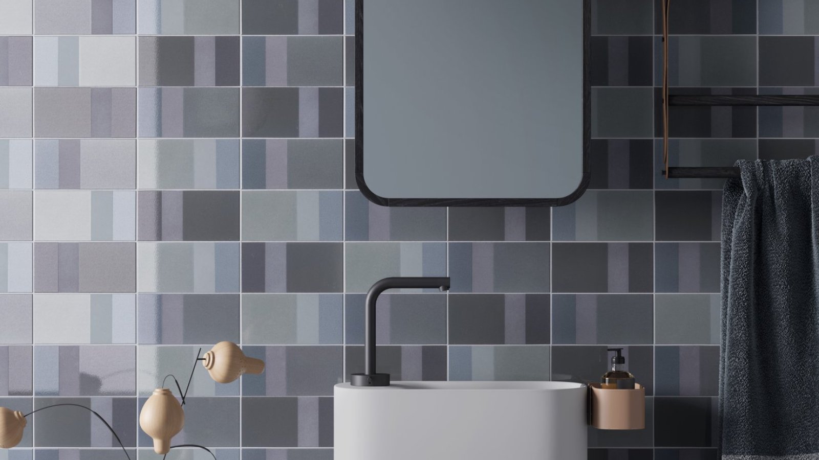 Pared de azulejos Diarama de Mutina con efecto pictórico