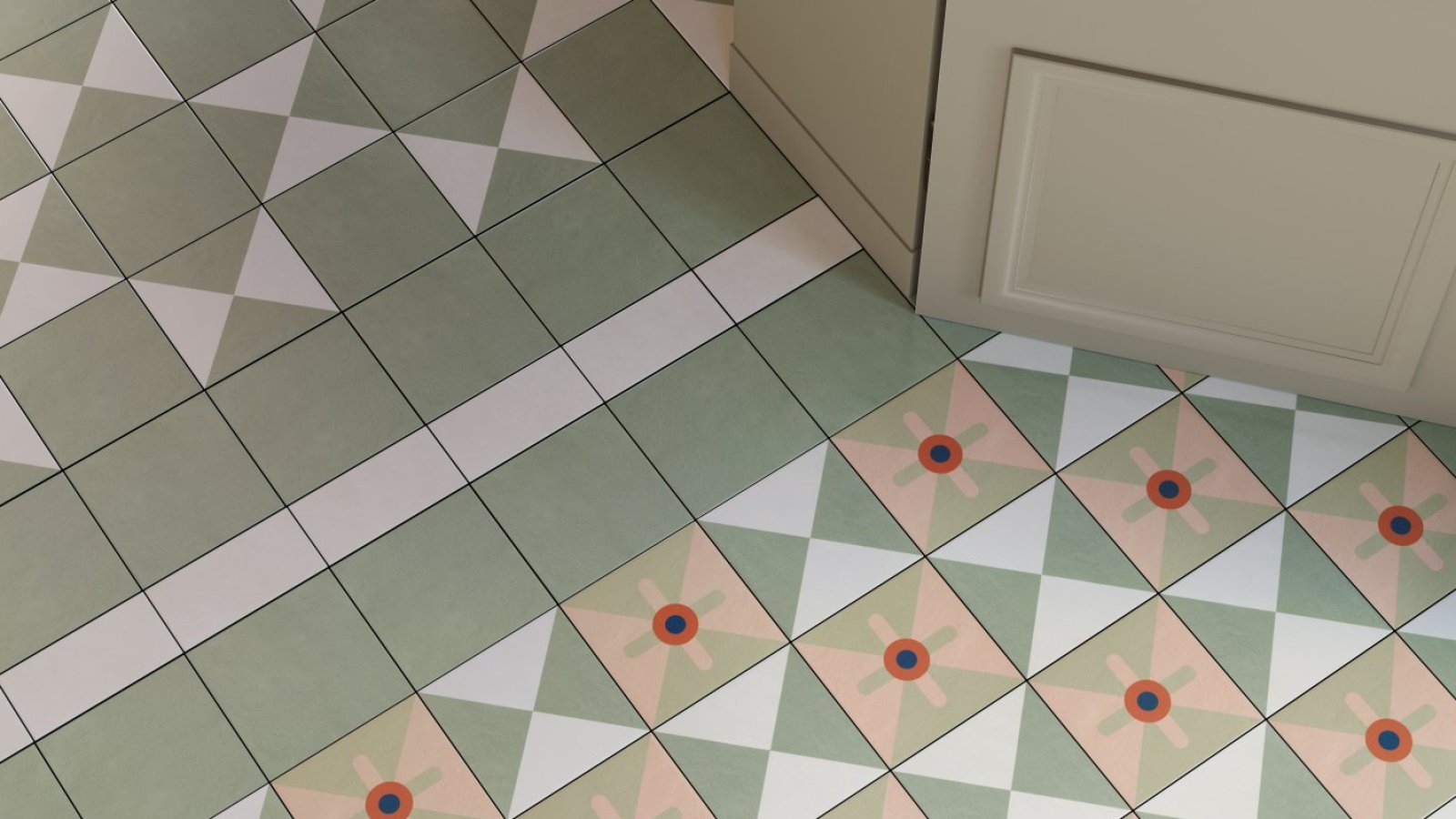 Suelo Mattonelle Margherita de Mutina con patrones dibujados a mano combinados
