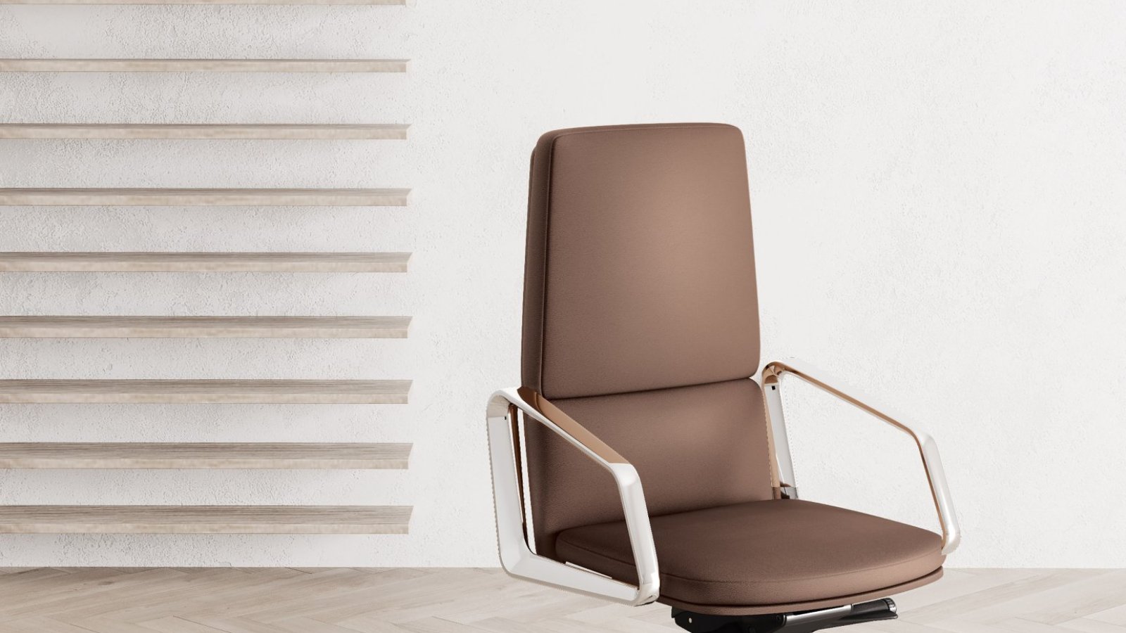 Sillón de dirección Lead de Las Mobili con brazos de aluminio inyectado y base de 5 radios pulida