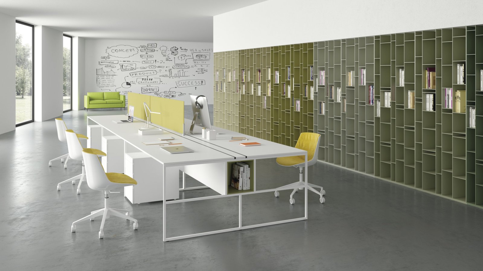 Puestos de trabajo 20.Venti de MDF Italia con estructura de acero de 20 x 20 mm