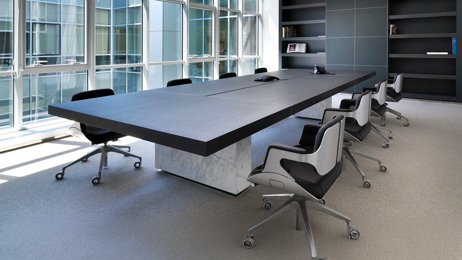 Mesa de reuniones Asymmetrical Meeting de Tecno con tablero asimétrico