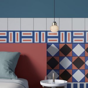 Gráfico Double Red dibujado a mano por Nathalie Du Pasquier para Mutina