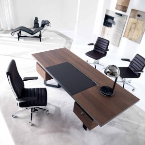 Mesa octogonal Lloyd con inserto central en EcoPelle Brown
