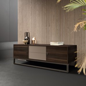 Cajones centrales de apertura por presión en un mueble Bold58