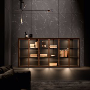 Mueble Frame de Bold58 con puerta de Laminam Noir Desir