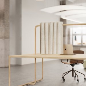 Bench lineal Itube junto a la cristalera