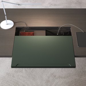 Pantalla de lamas bajo el tablero del escritorio Arche