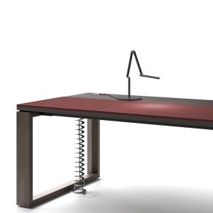 Mesa de reunión rectangular Arche con inserción de piel