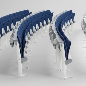 Filas en curva del aula equipada con Omnia Evolution