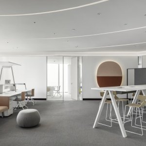 Estructura blanco mate de la mesa de reuniones Nuur de Arper