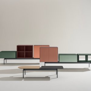 Sistema modular de almacenaje Semiton de Arper en un coworking