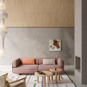 Puf y dormeuse Shaal juntos en un salón residencial