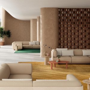 Asiento lounge Shaal en un espacio de coworking