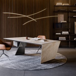 Escritorio de diseño Nasdaq de Cattelan Italia con pata de acero en diagonal