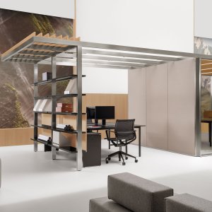 Sala de reunión CSS_Village con puerta corredera de cierre amortiguado