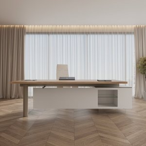 Escritorio de dirección moderno Cloud de Codutti con tapa de cristal templado