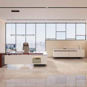 Versión con ala y mueble lateral del escritorio Cloud, 260 × 210 cm