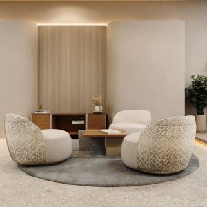 Frentes push-pull sin tiradores de la Ginza Tower bajo la tapa de piedra