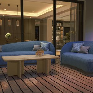 Sala de reuniones con mesa Ginza de 240 cm y dos Ginza Tower contra la pared