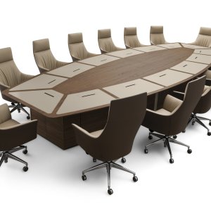 Mesa de reuniones Corniche de i4Mariani en nogal flameado