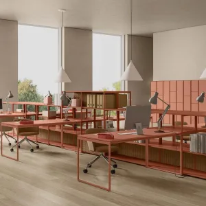 Estantería Line System de Dieffebi en un espacio coworking