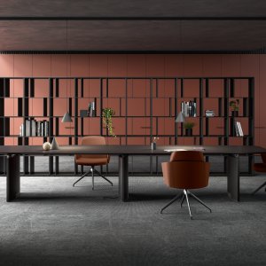 Tirador de barra metálica en un mueble de la colección Eleva