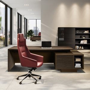 Mesa auxiliar Elite 120 x 60 cm en Chopo Oscuro con base panelada negra