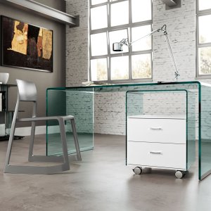 Escritorio Rialto de FIAM Italia en vidrio curvado