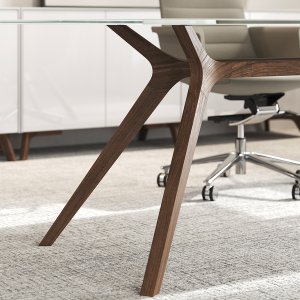 Mesa de reunión redonda DR con tablero de cristal pintado blanco