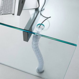 Air Desk con tapa de cristal laminado efecto piel