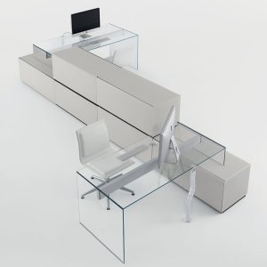 Cristal grigio Italia en el escritorio Air Desk