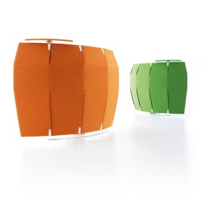 Dos mostradores Funny Sat combinados en naranja y verde