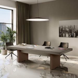 Mesa de reuniones Jera con plano grueso y acceso de cableado integrado