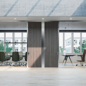 Mampara de cristal K42 de Frezza con perfil estrecho de aluminio