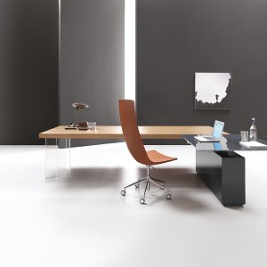 Mesa de reunión Kyo en roble tabaco con flip top
