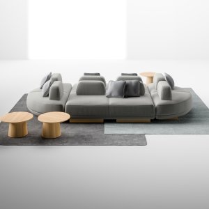 Respaldo de sofá en U de Node+ alrededor de un asiento de 180 cm