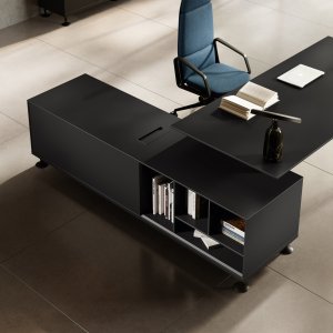 Composición de módulos Énosi con elemento librería lacado abierto