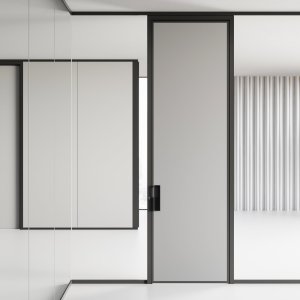 Puerta todo vidrio de suelo a techo Mood con bisagras ocultas