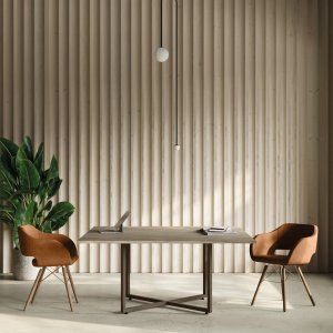 Mesa de reunión Sigma con base de cruz y torreta pop-up a ras