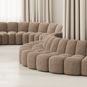 Array de mdf italia con mesa de centro en nogal Canaletto