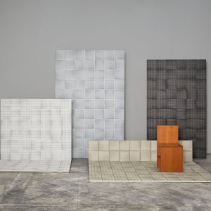 Pared de office en Aurore Light Green Grid L y liso