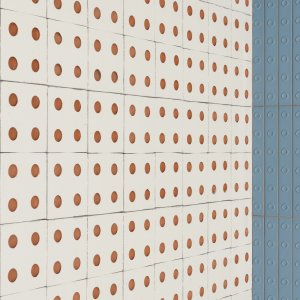Muro Bloc outdoor de terracota cruda en un patio
