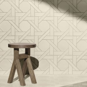 Mosaico Weaving de Mutina con la trama entrelazada Ba Leng en blanco