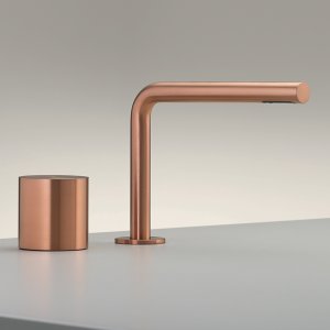 Mezclador progresivo Opus de dos agujeros con caño giratorio en Copper satinado
