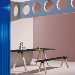 Sobre de mármol aglomerado en una Arki-Table 240×100