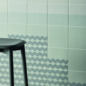 Patrón Zigzag Green de la colección Tape en gres esmaltado