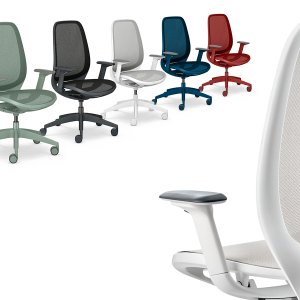 se:air Sedus rojo rubí de perfil con brazos 4D y base del mismo color