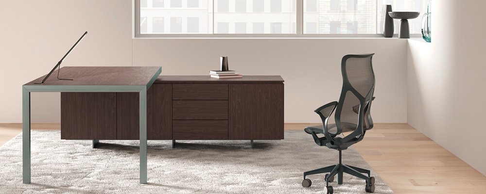 Escritorio con ala y credenza