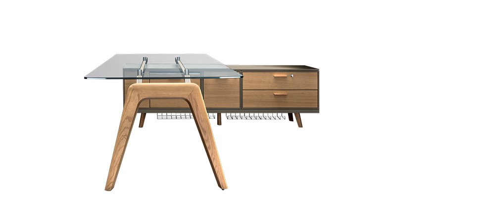 Escritorio con ala y credenza