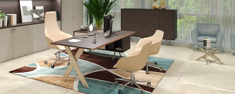 Escritorio con ala y credenza
